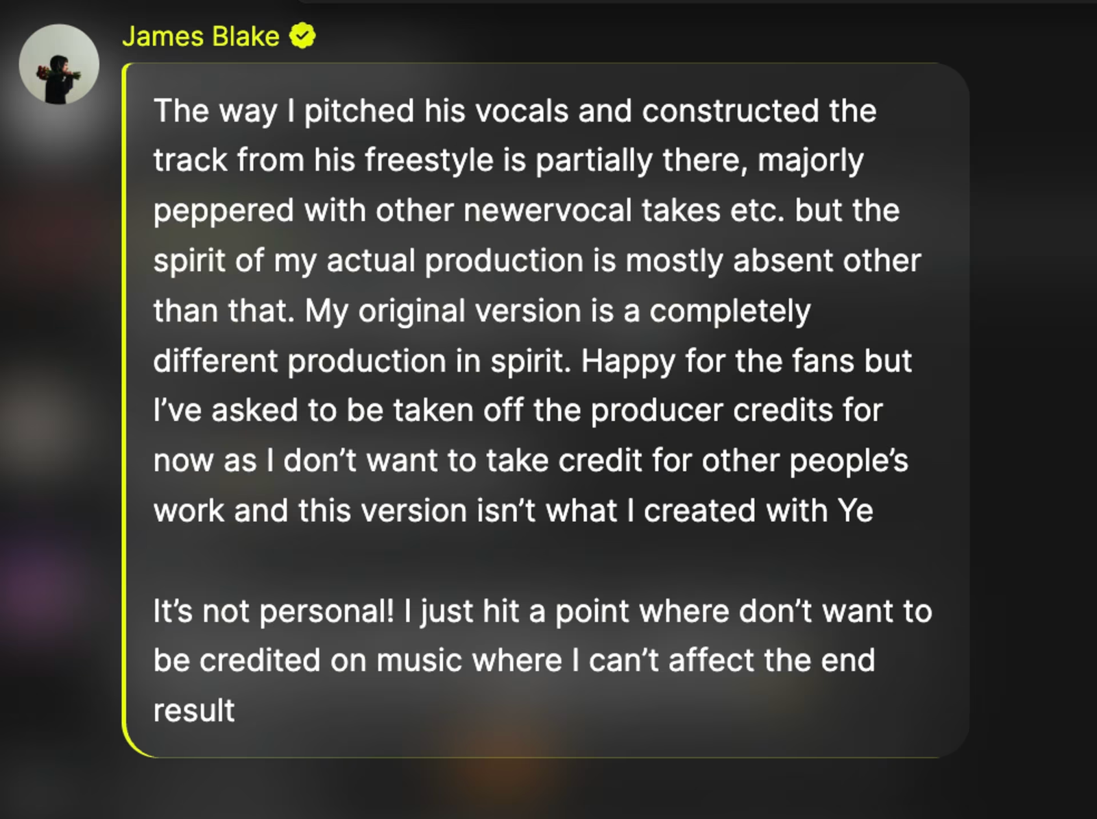 Declaração James Blake