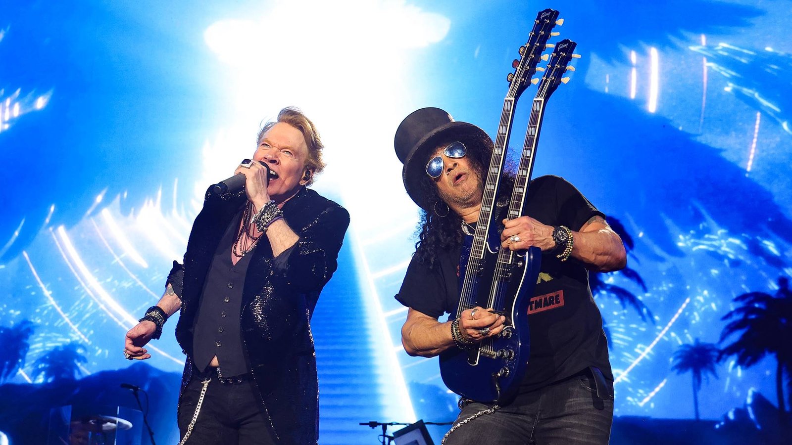 Axl Rose e Slash, do Guns N’ Roses, em 2023 - Foto: Kevin Mazur / Getty Images for Power Trip