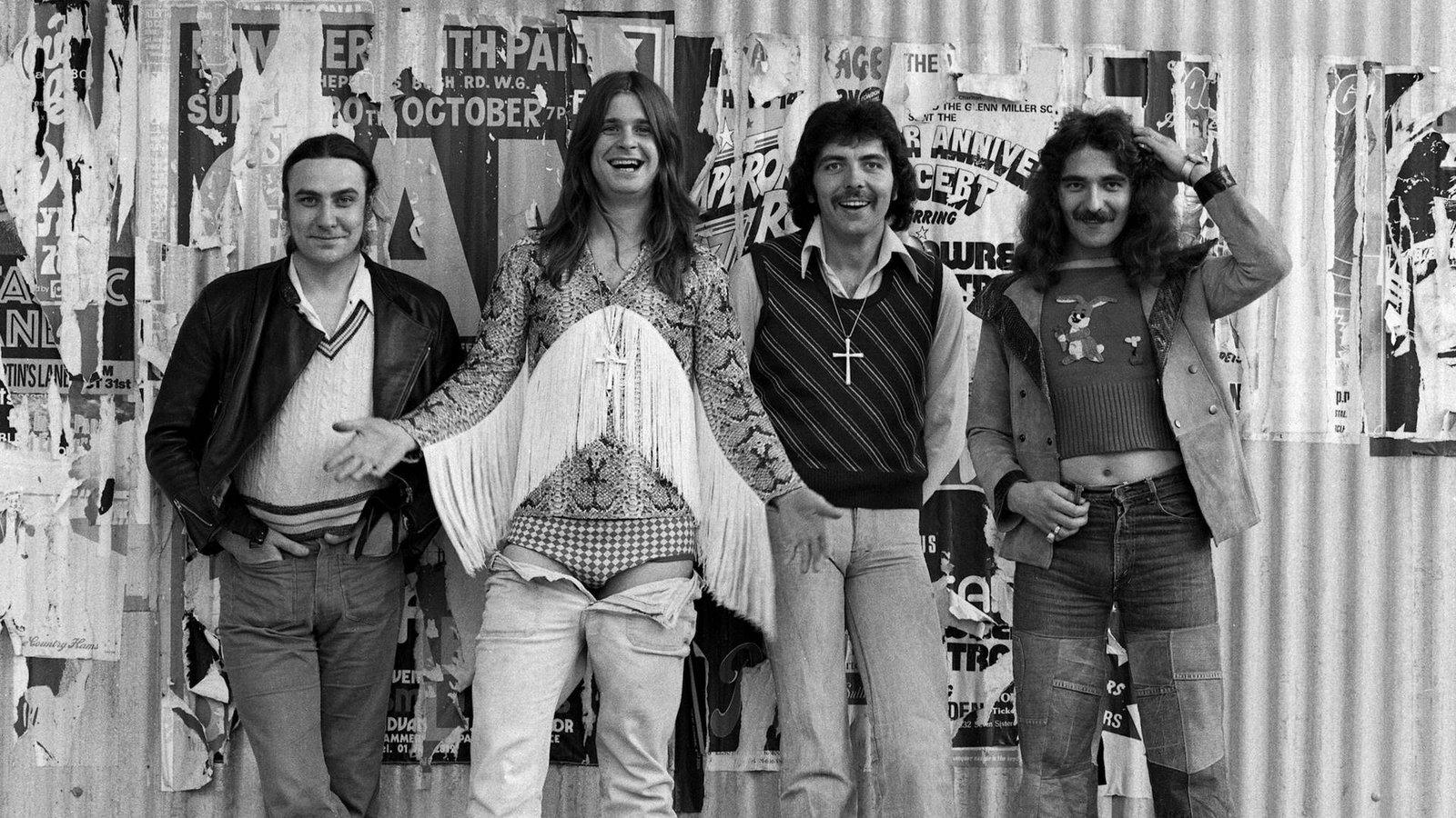 Black Sabbath em 1975 (E-D): Bill Ward, Ozzy Osbourne, Tony Iommi e Geezer Butler (Foto: Roger Morton / Cleopatra Records / Getty Images)